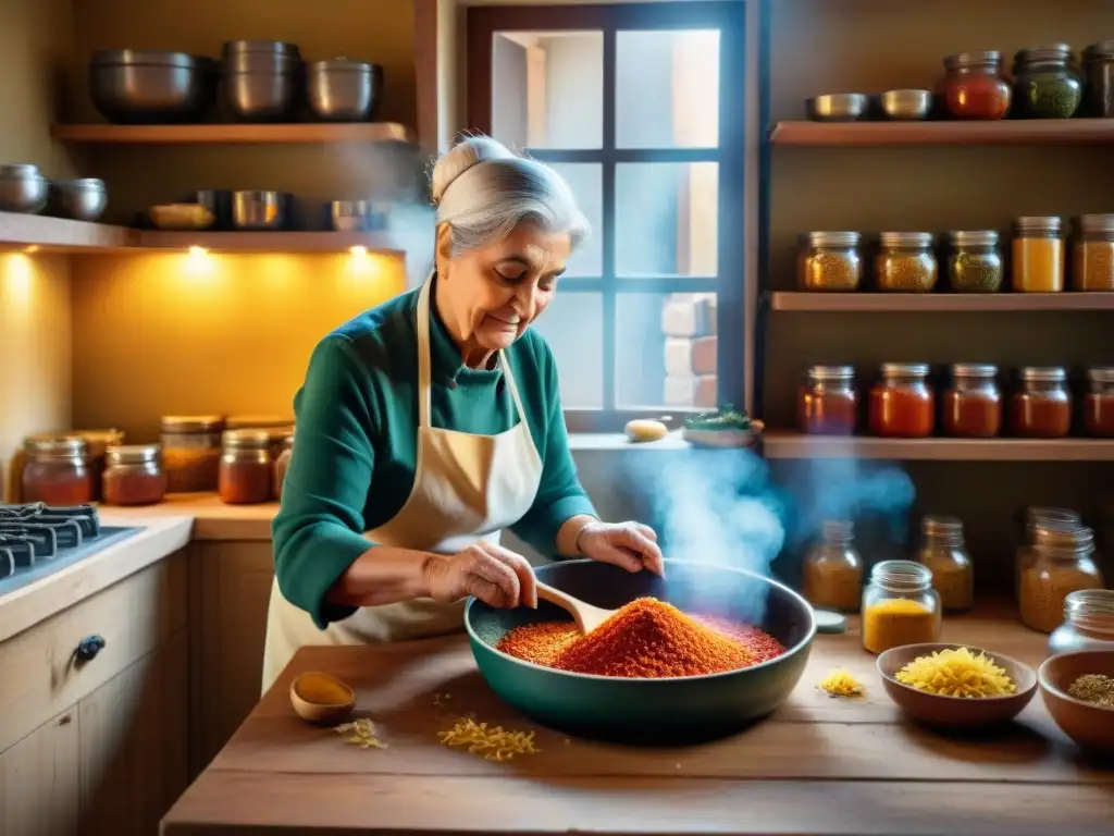 Una nonna italiana en su cocina tradicional, preparando platos tradicionales de la cocina italiana con pasión y tradición