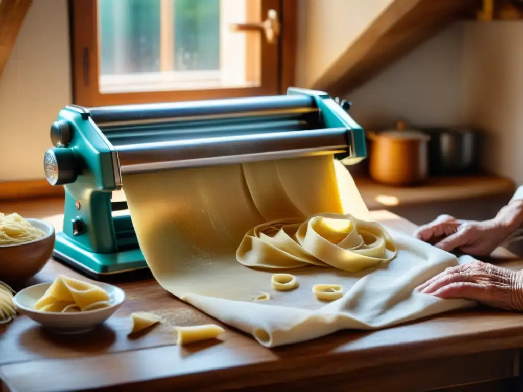 Nonna italiana experta en pasta fresca casera, amasando con amor y destreza