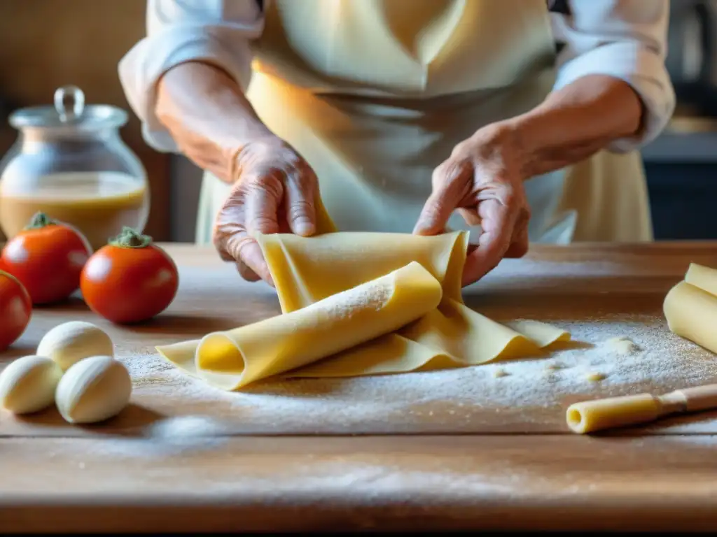 Nonna italiana experta en pasta fresca, preservando herencia cocina italiana