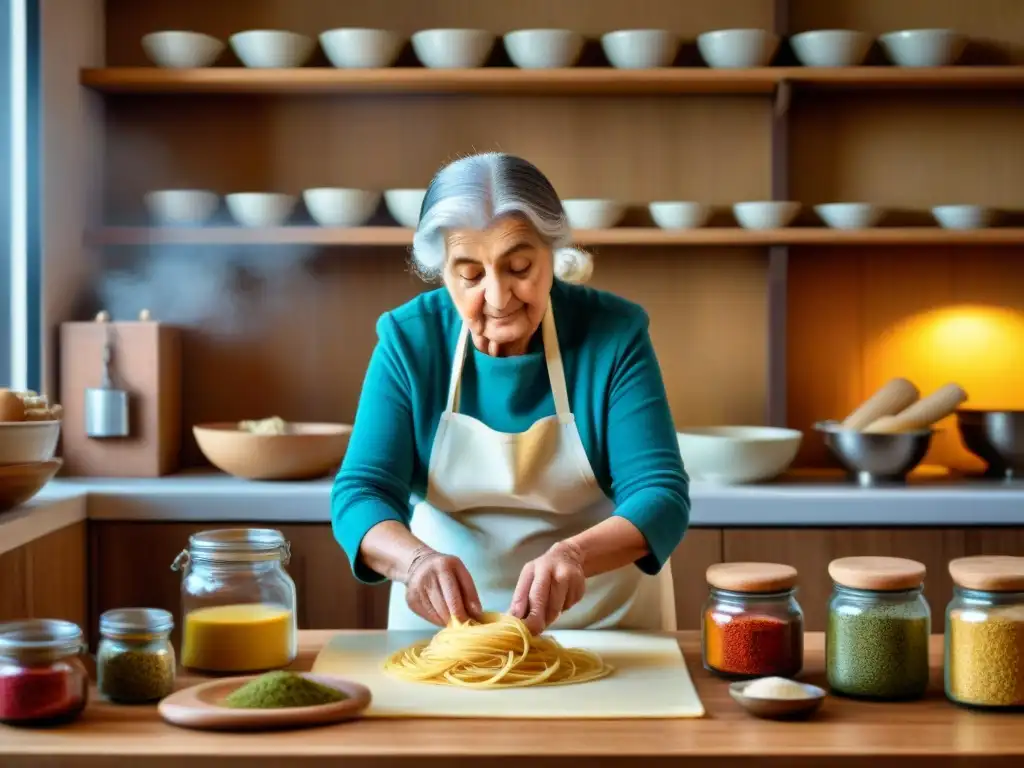 Una nonna italiana experta en pasta, creando recetas antiguas cocina italiana tendencias con gracia y tradición