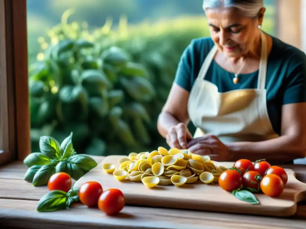 Nonna italiana en Puglia preparando orecchiette con sabores tradicionales cocina italiana Puglia