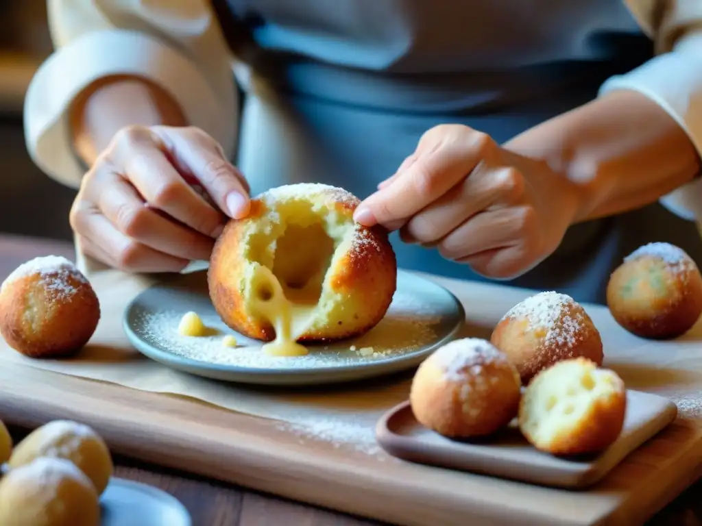 Una nonna siciliana moldea arancini con amor en una cocina rústica