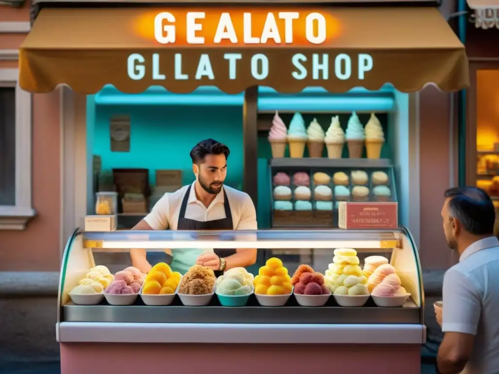 Un rincón nostálgico de Roma: una gelatería bulliciosa con influencia del Gelato en Italia