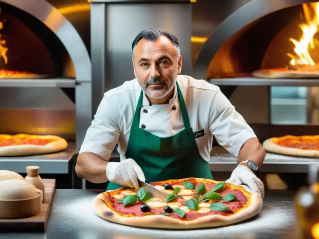 Gabriele Bonci creando una obra maestra de pizza visionaria con ingredientes vibrantes y manos expertas