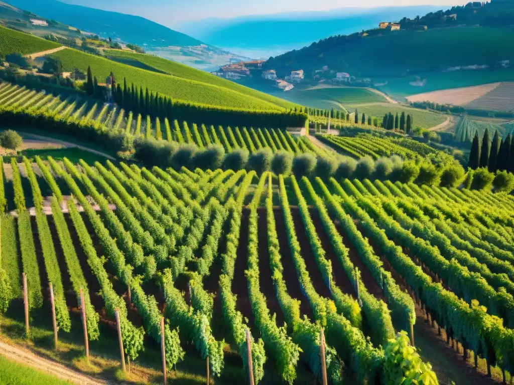 Un paisaje cautivador de los viñedos de Valpolicella en Veneto, bajo el cálido sol italiano