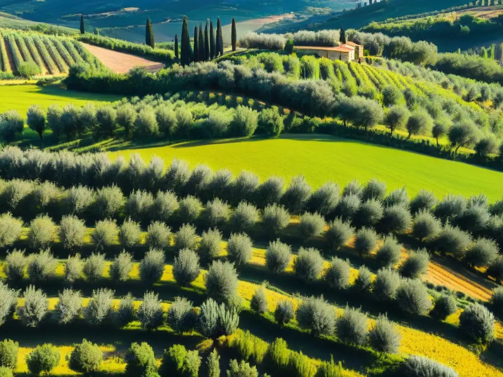 Un paisaje impresionante de olivos en las colinas de la Toscana, Italia