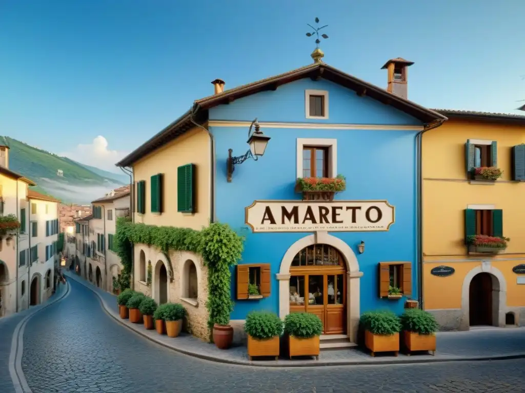 Paisaje pintoresco de Saronno, Italia, cuna de Amaretto, con calles históricas y cafés tradicionales al aire libre