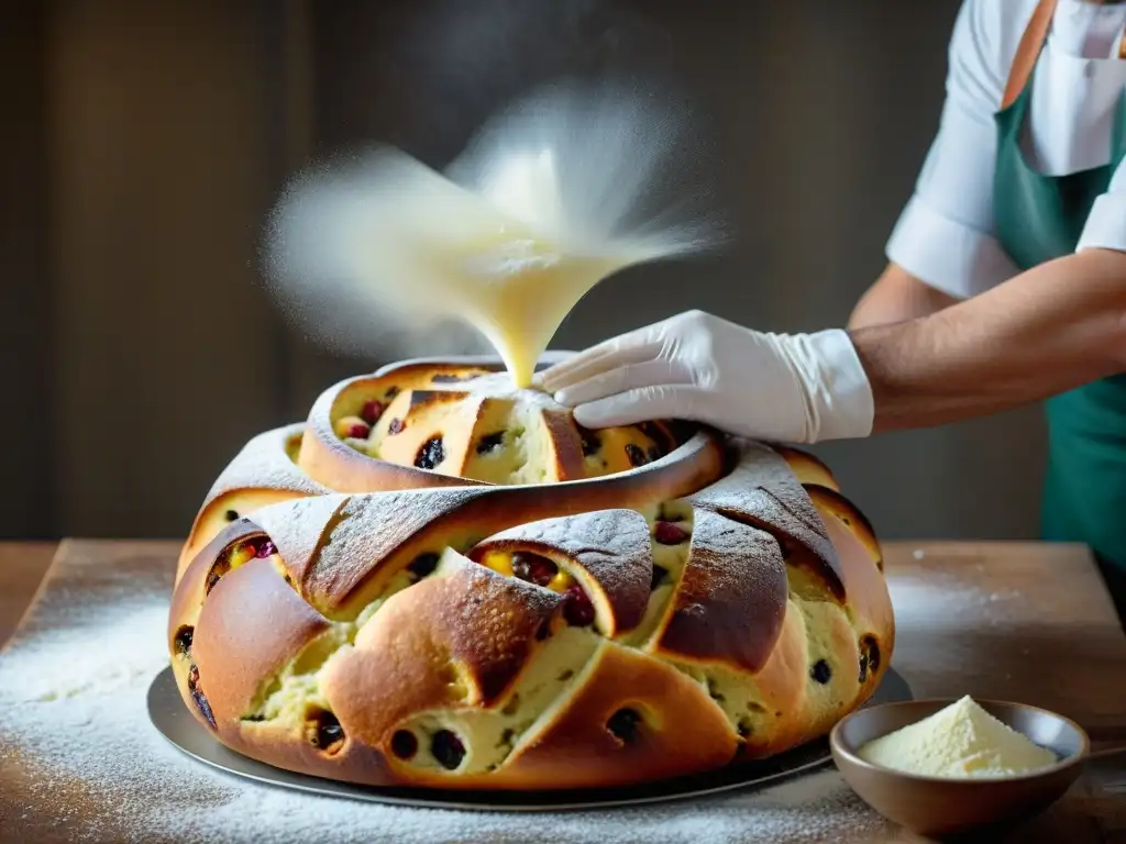 El hábil panadero prepara con esmero el panettone artesanal 2022, mostrando arte y dedicación