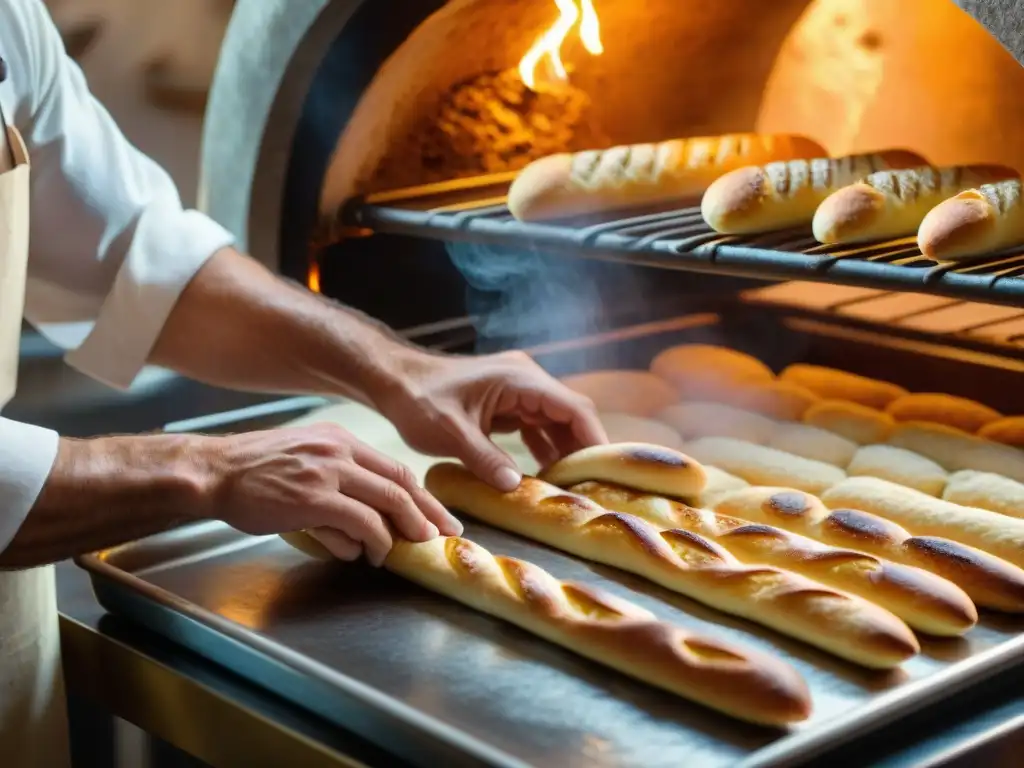 Un panadero italiano experto elabora grissini artesanales con pasión en una panadería rústica