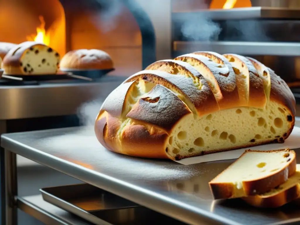 Panettone tradicional receta italiana: Bollería italiana artesanal en Navidad, con panaderos creando el clásico Panettone