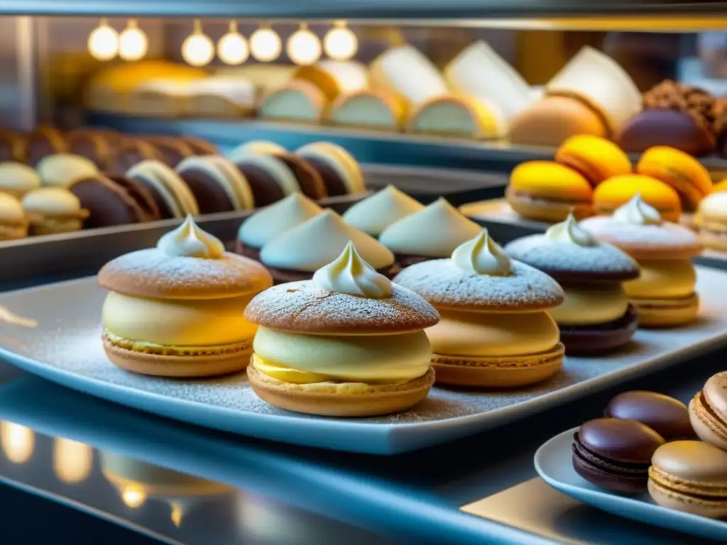 Una pastelería italiana bulliciosa, con deliciosos postres en exposición y decoración tradicional