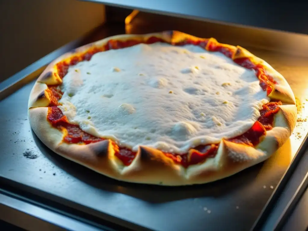 Piedras de pizza vs acero: Detalle de piedra tradicional con harina, contrastando con el moderno acero para hornear