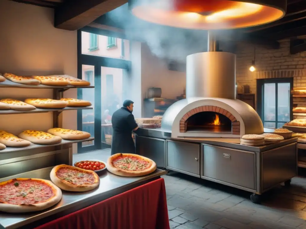 Un pizzaiolo experto lanza masa en una pizzería tradicional de Milán