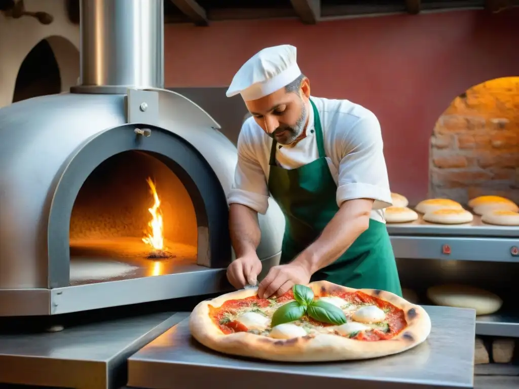 Un pizzaiolo experto en una pizzería napolitana auténtica