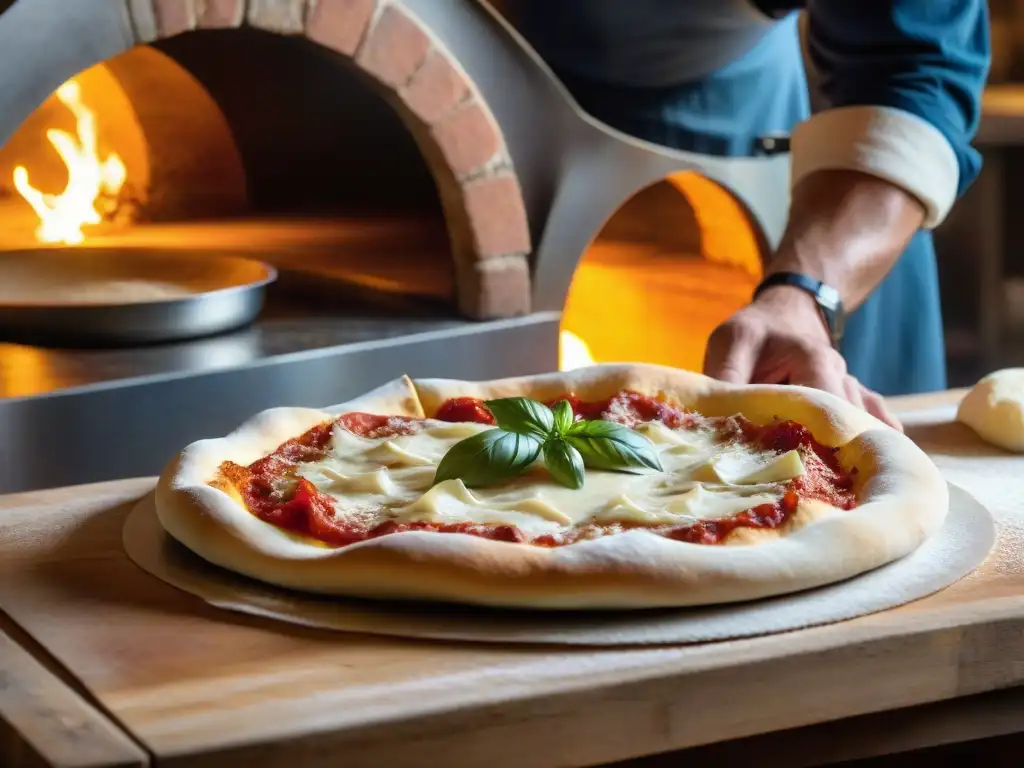 Un pizzaiolo italiano experto en acción, creando la base perfecta