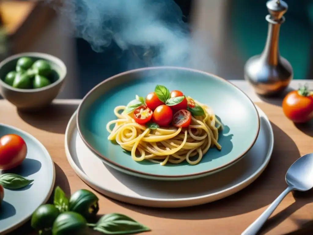 Plato fusionado: Cocina italiana tradicional vs fusión en un mercado abierto bullicioso en Italia