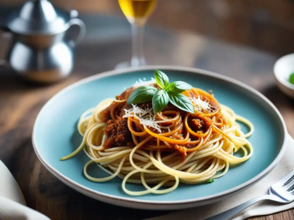 Un plato humeante de Spaghetti al Café, fusión de cocina italiana y colombiana