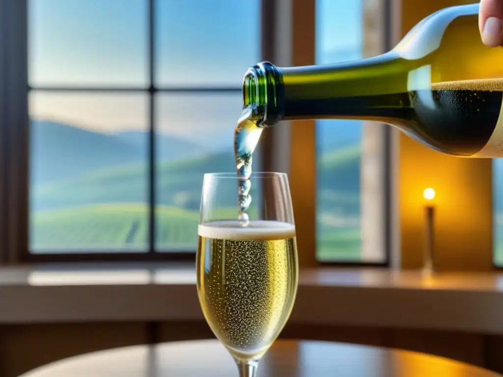 El sommelier vierte Prosecco con lujo y exclusividad en bodegas