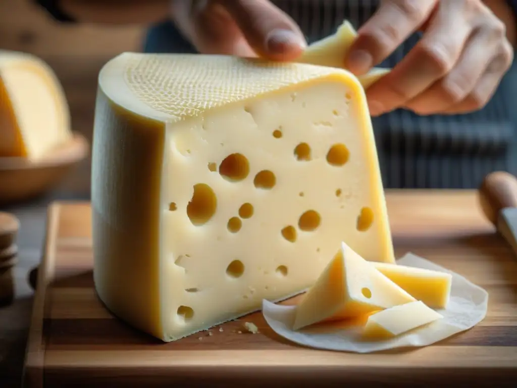 Rallando queso Parmigiano Reggiano con uno de los mejores ralladores de queso duros italianos