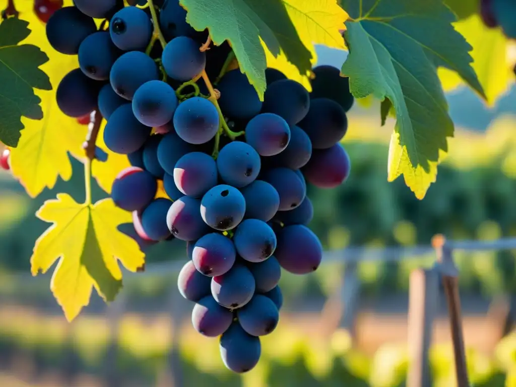 Un racimo de uvas maduras colgando en los viñedos de Módena, Italia, donde nace el Vinagre Balsámico Módena IGP