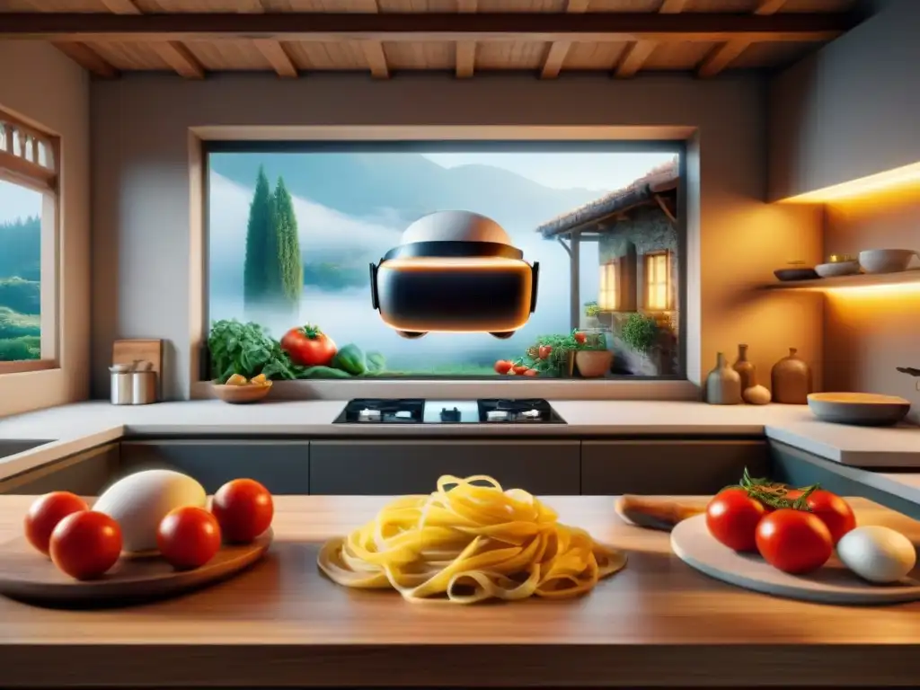 Realidad virtual muestra receta italiana paso a paso en cocina tradicional, fusionando lo clásico con lo tecnológico