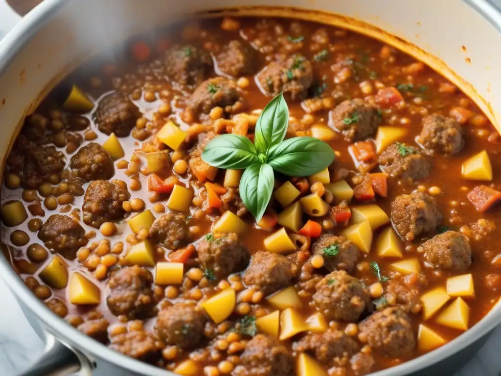 Una receta auténtica de tagliatelle ragú bolognese burbujeante en la estufa, con ingredientes italianos tradicionales