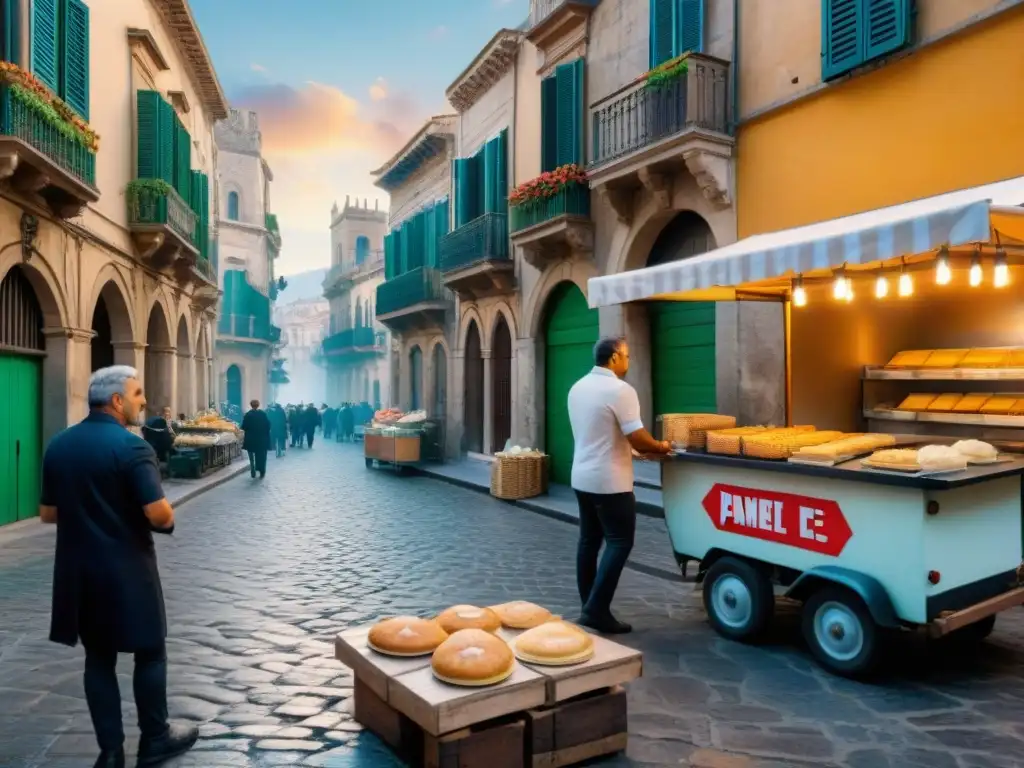 Receta auténtica pane e panelle: Vendedor siciliano preparando el tradicional plato en bullicioso mercado de Palermo