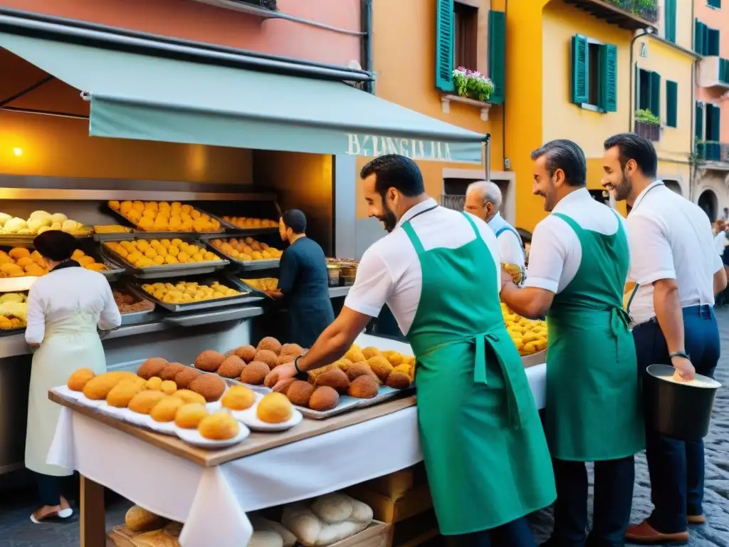 Receta Zeppole di San Giuseppe: Colorido mercado callejero en Nápoles, Italia, con pastelería tradicional y ambiente vibrante