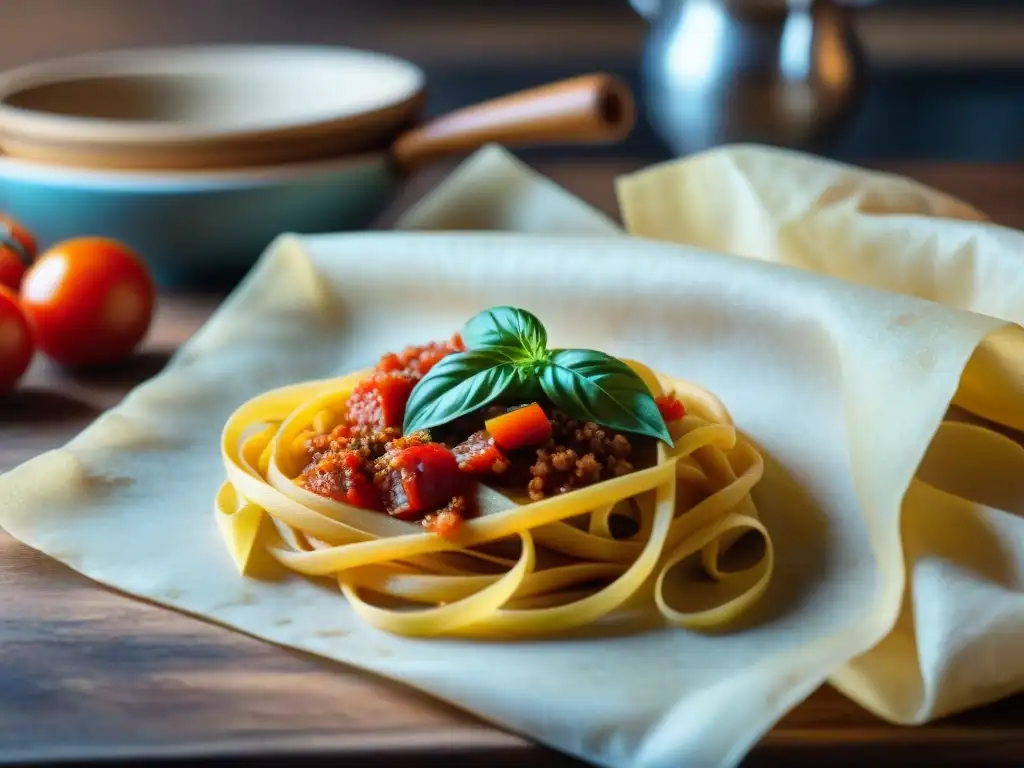 Recetas antiguas de cocina italiana tradicionales plasmadas en pergamino envejecido, lleno de historia y sabores