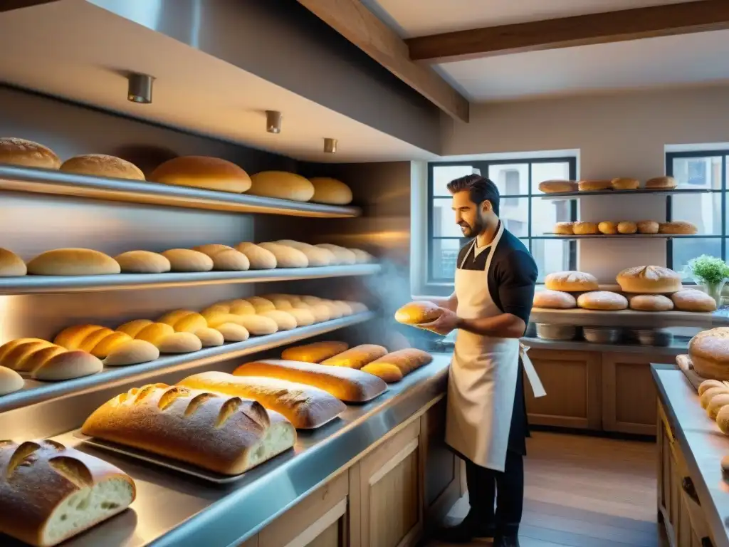 Recetas de panadería italiana en una panadería tradicional con pan recién horneado y pastelería casera