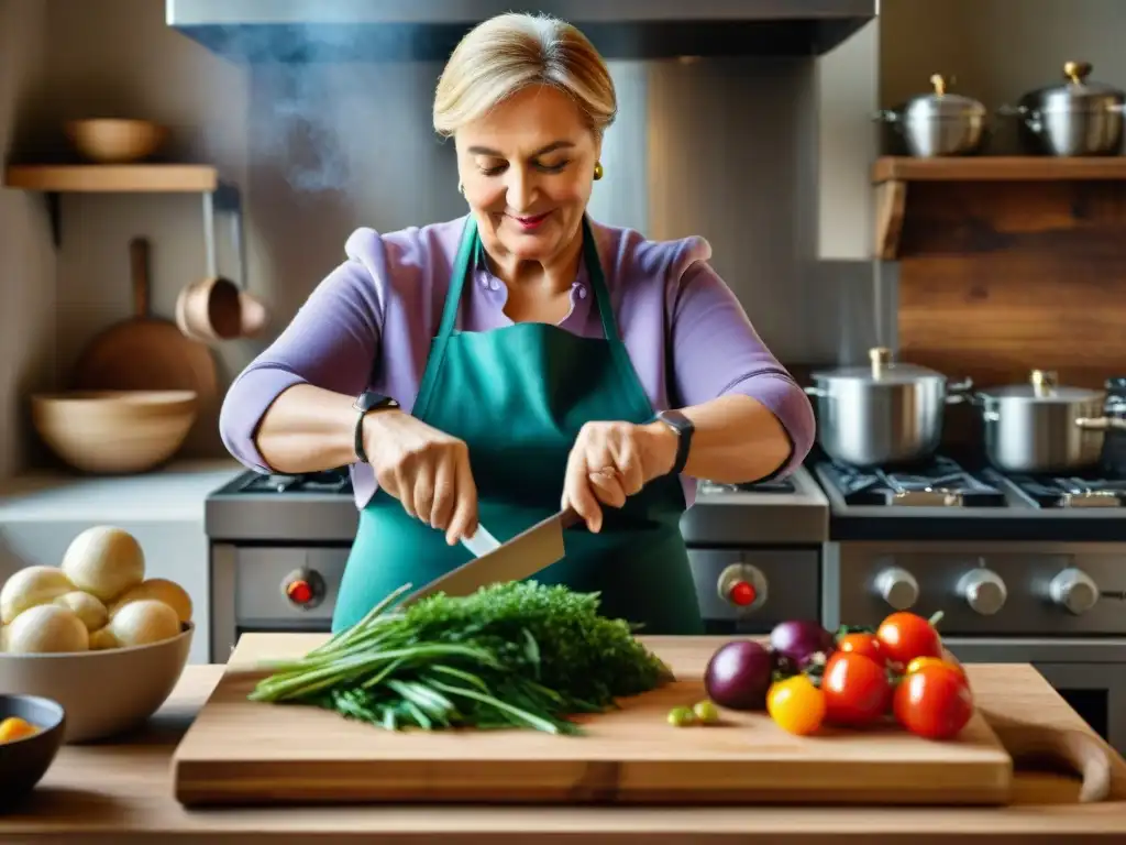 Lidia Bastianich prepara recetas tradicionales en cocina italiana