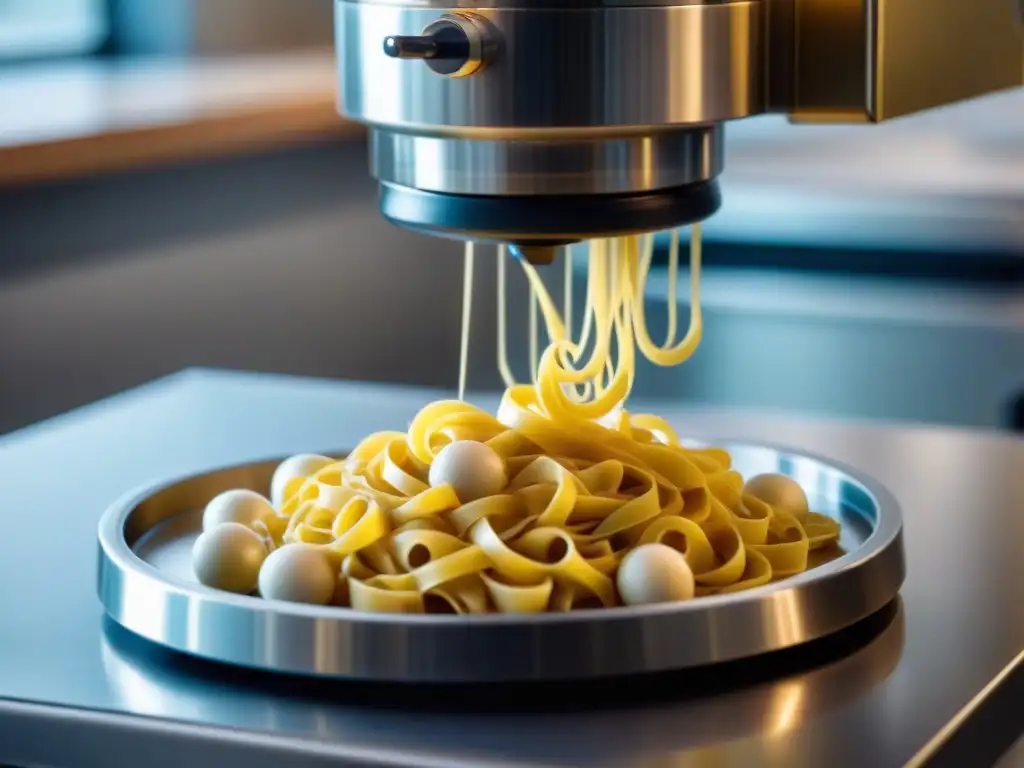 Un robot de cocina italiano amasa la pasta dorada con precisión