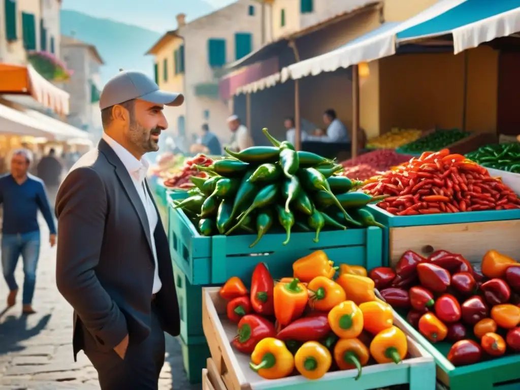 Descubre los Secretos del Peperoncino en Italia a través de este vibrante mercado al aire libre en el sur del país