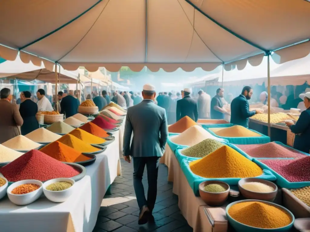 Sumérgete en la animada atmósfera del Cous Cous Fest Trapani 2021: coloridos puestos de comida, cerámica siciliana y deliciosos aromas