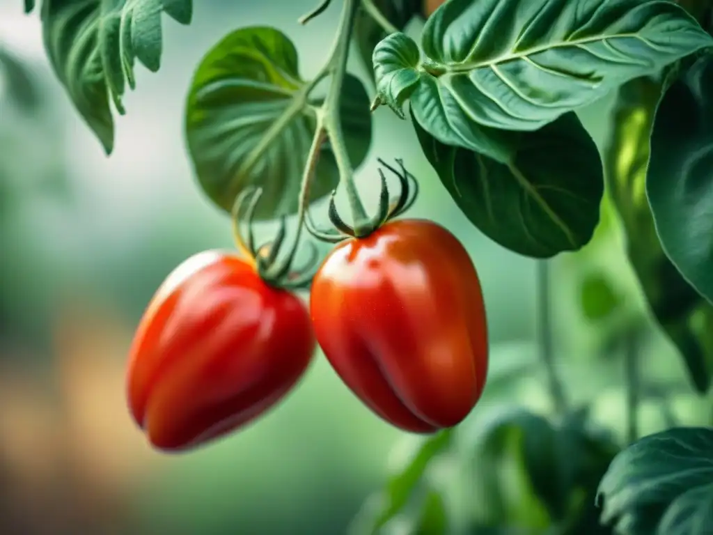 Tomates San Marzano maduros recién cosechados en la campiña italiana, reflejando la esencia de la cocina italiana regional sabores auténticos