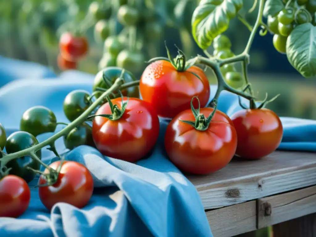 Tomates rojos y jugosos recién cosechados en un viñedo italiano al sol, conectando con el origen y evolución del tomate