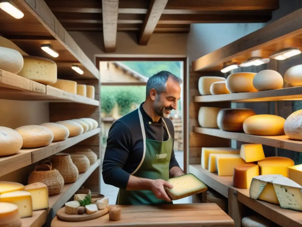 Explorando la tradición de los quesos italianos en una tienda de pueblo en Toscana