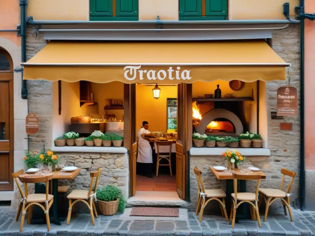 Una trattoria italiana tradicional en un pueblo pintoresco de Centro Italia