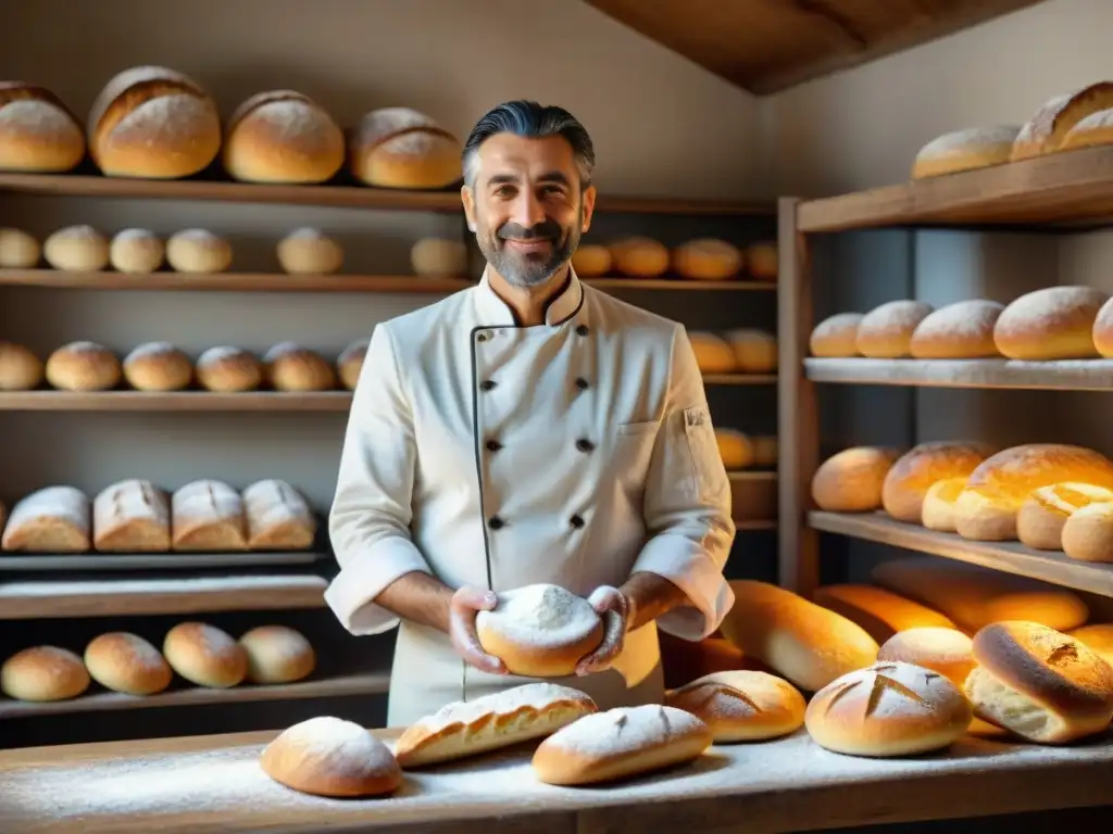 Trayectoria culinaria de Niko Romito en una panadería tradicional de Abruzzo, con luz cálida y ambiente artesanal