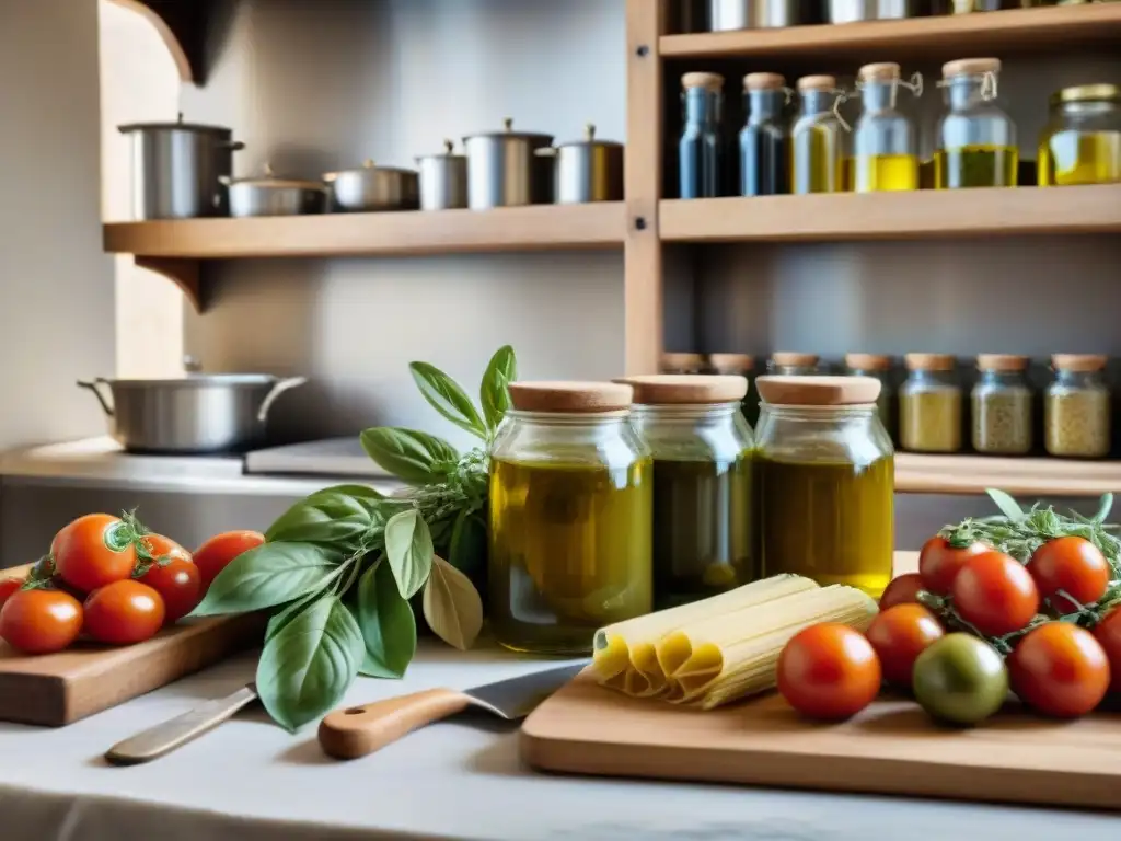 Unidos en la cocina italiana: diversidad de edades alrededor de mesa rústica con ingredientes frescos