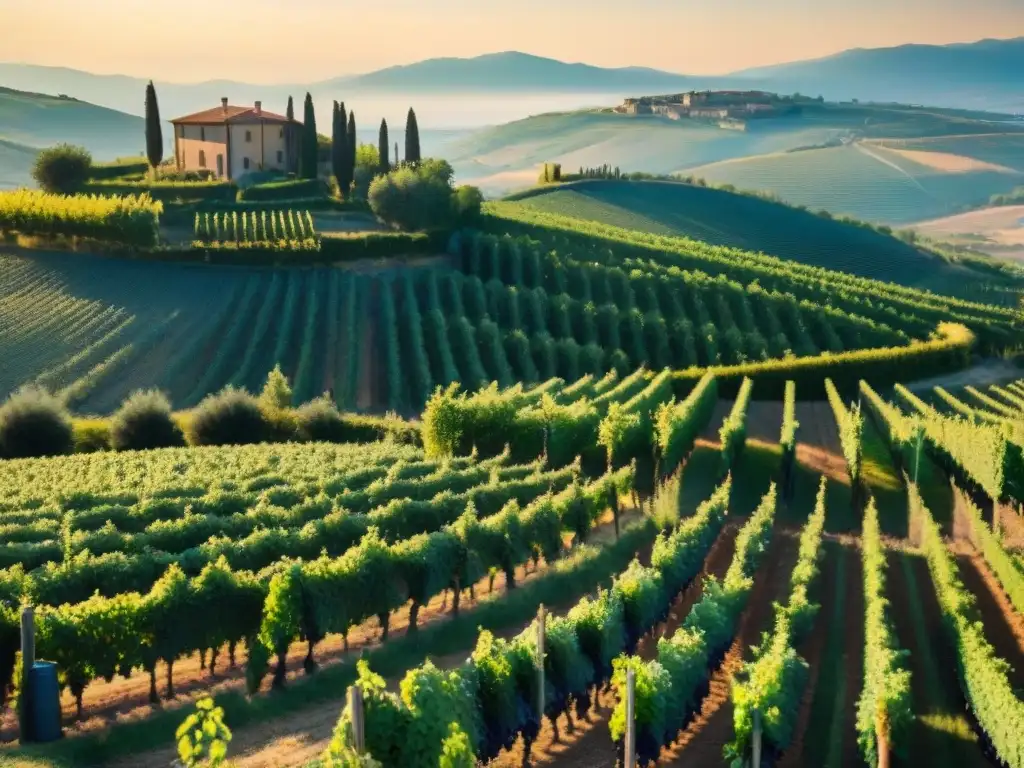 Recolección de uvas en Italia: Trabajadores de viñedo recolectando uvas bajo la cálida luz dorada en Toscana