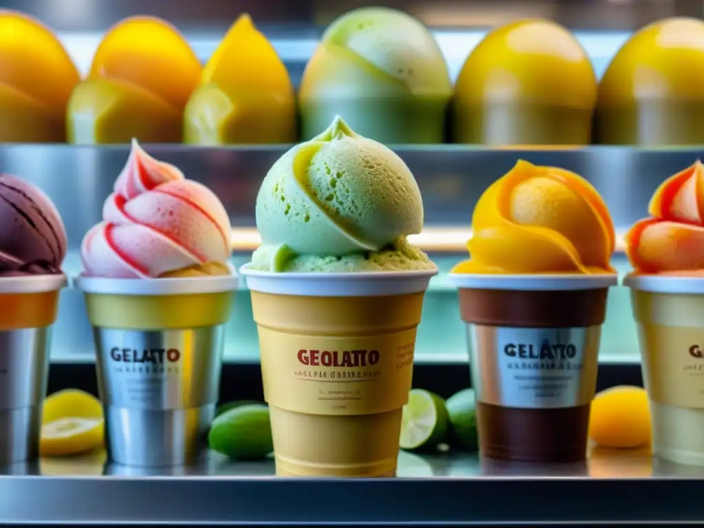 Deléitate con la variedad de helado italiano sabores étnicos en una gelatería vibrante