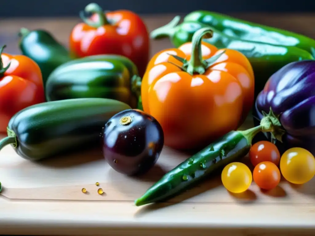 Variedad de vegetales frescos sobre tabla de cortar, lista para receta focaccia pan italiano vegetariano