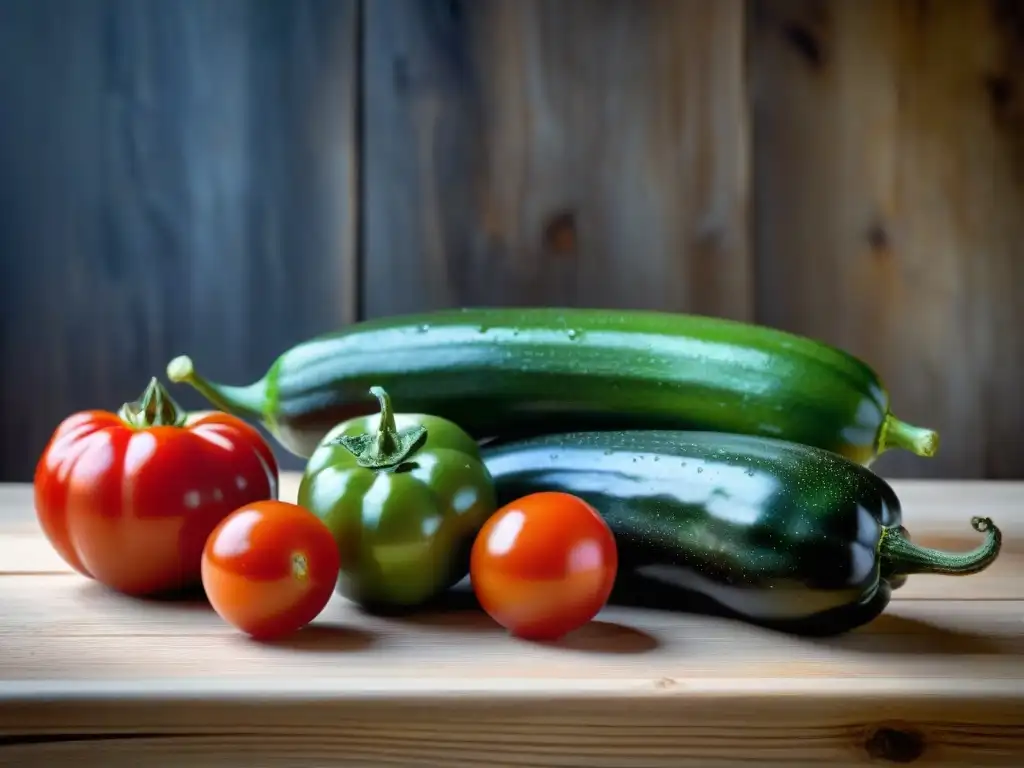 Una variedad de verduras italianas para alimentación consciente en una mesa rústica