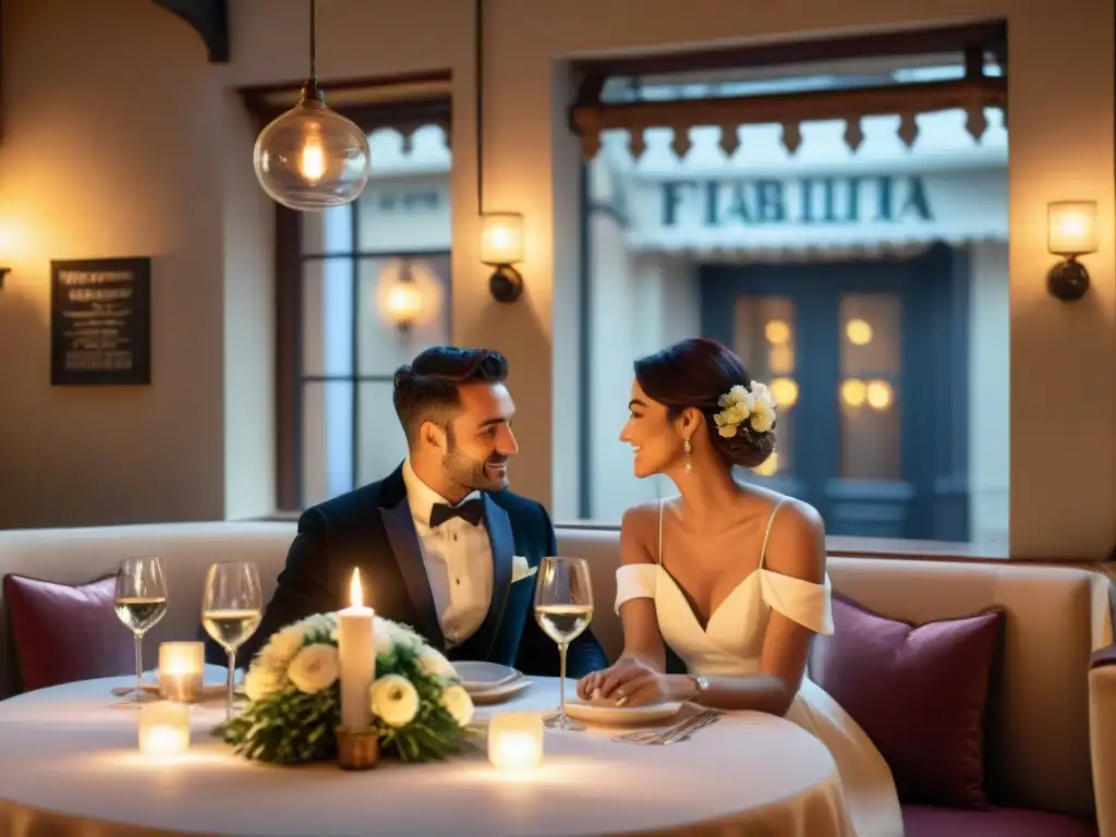 Una velada romántica en uno de los mejores restaurantes italianos, con velas, flores frescas y una atmósfera íntima y acogedora