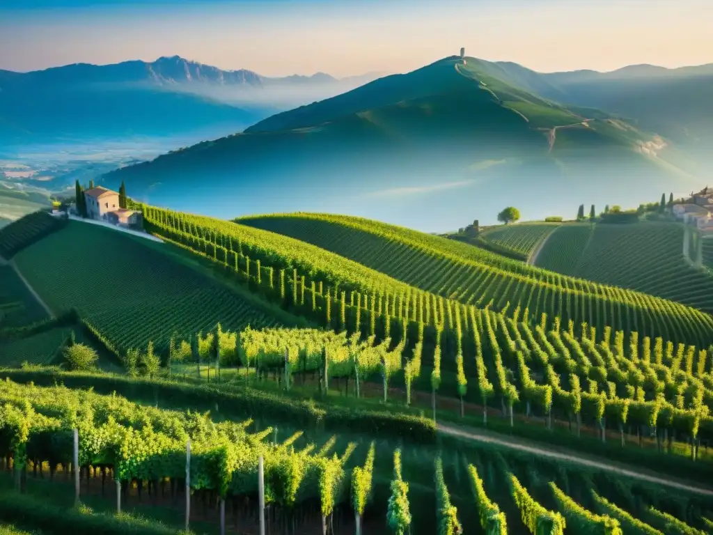 Un viaje exclusivo a las bodegas de Prosecco entre viñedos verdes y cielo azul en Italia