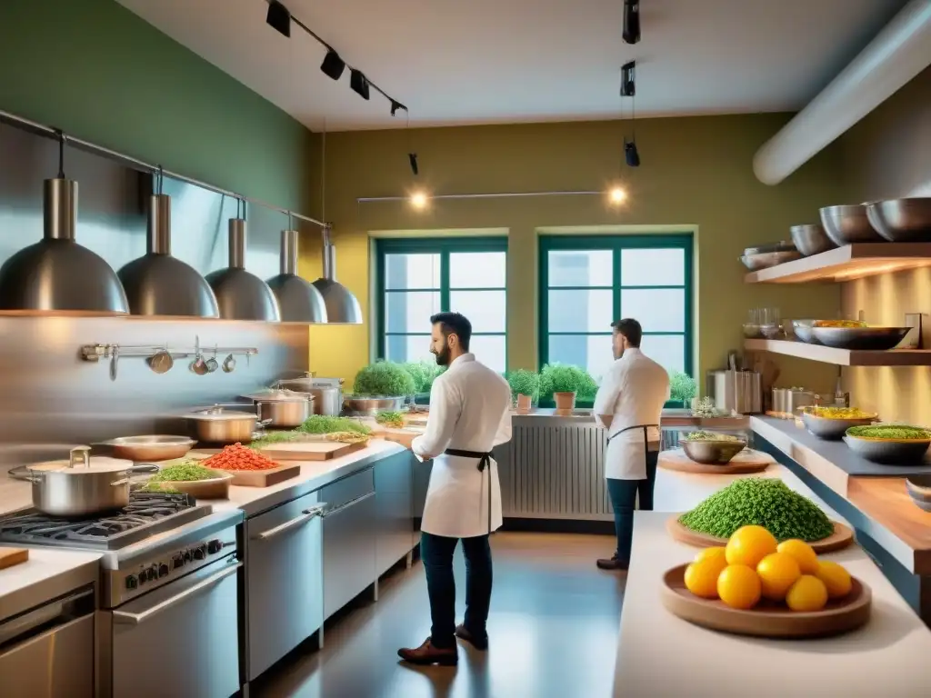 Un vibrante curso de cocina italiana innovadores en un estudio moderno y equipado