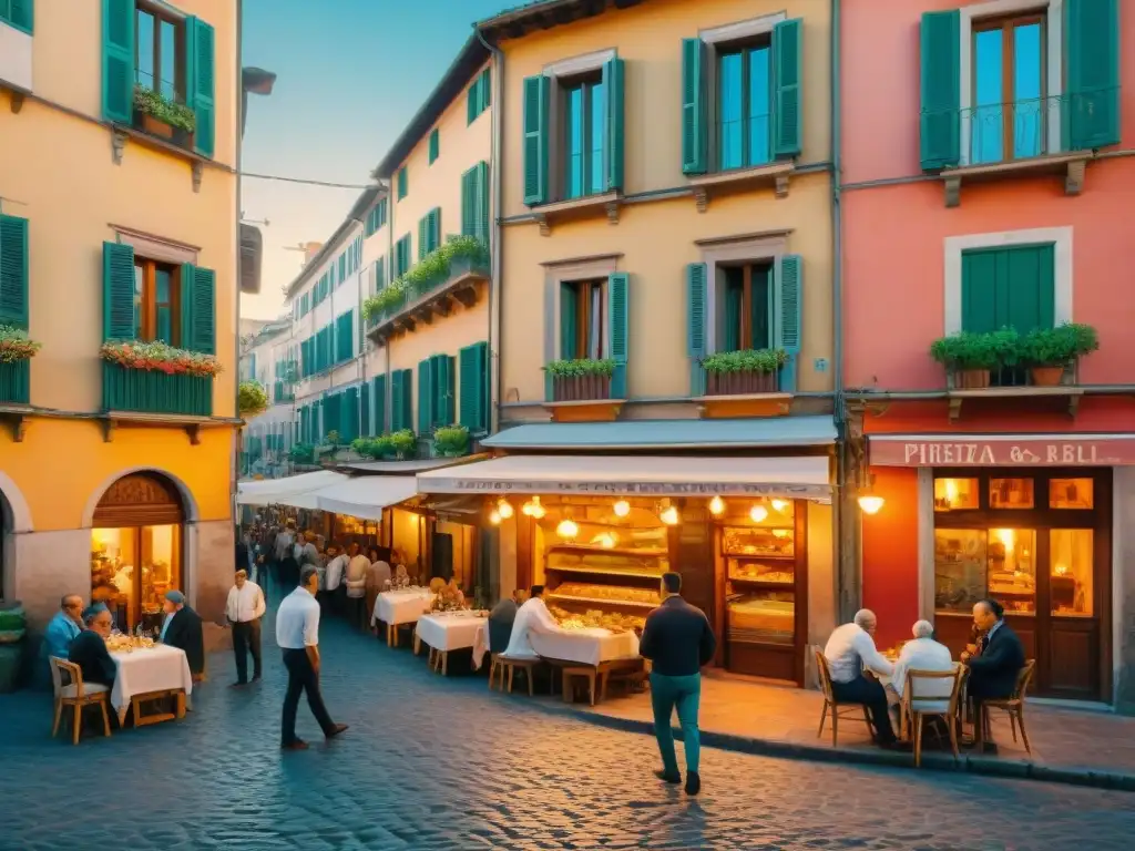 Vibrante escena en Nápoles, Italia siglo XIX con pizzería tradicional y horno de leña