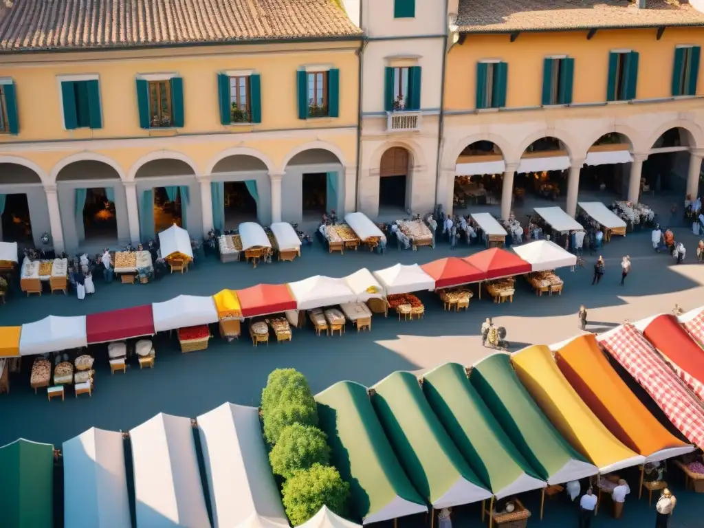 Vibrante festival de comida italiana en plaza histórica: sabores, colores y alegría bajo el sol