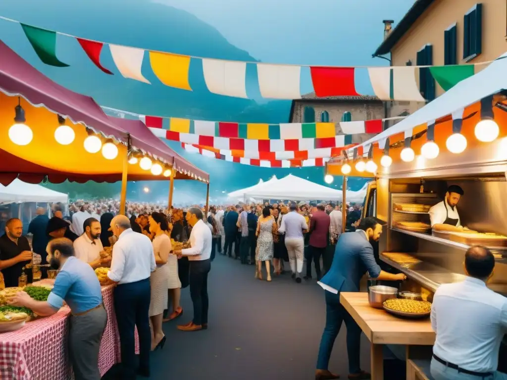 Vibrante festival de food trucks italianos fusionando sabores en la cocina callejera